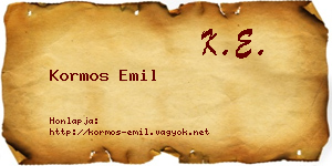 Kormos Emil névjegykártya
