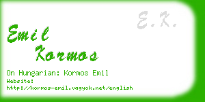 emil kormos business card